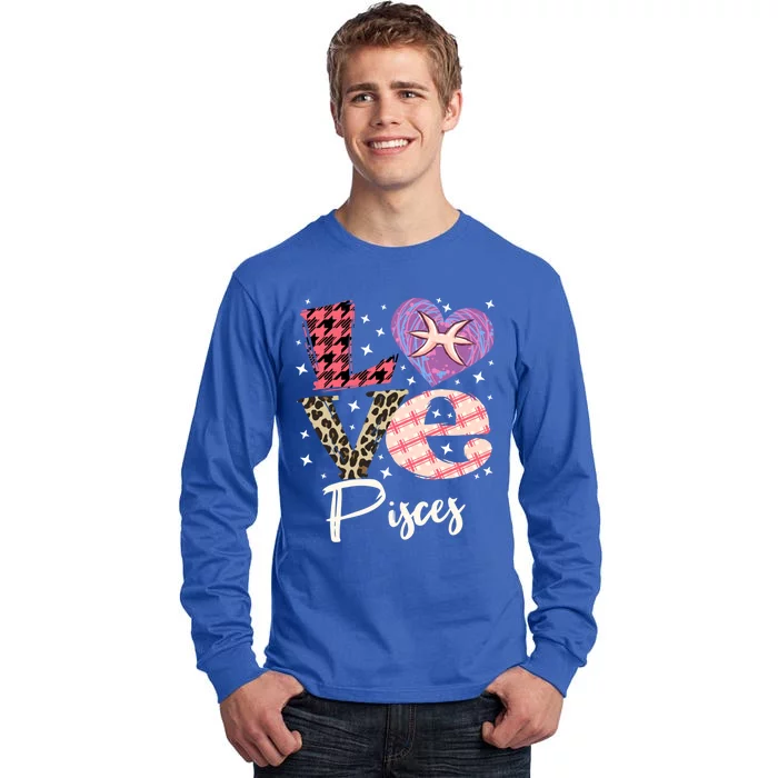 Love Pisces Zodiac Sign And Love Heart Funny Gift Tall Long Sleeve T-Shirt