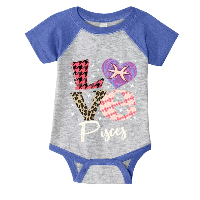 Love Pisces Zodiac Sign And Love Heart Funny Gift Infant Baby Jersey Bodysuit