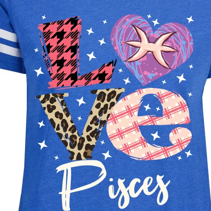 Love Pisces Zodiac Sign And Love Heart Funny Gift Enza Ladies Jersey Football T-Shirt