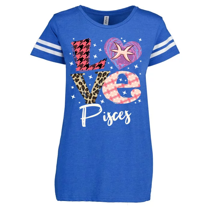 Love Pisces Zodiac Sign And Love Heart Funny Gift Enza Ladies Jersey Football T-Shirt