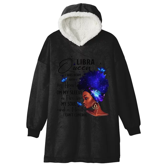 Libra Queen Afro Melanin Birthday Gift For Black Wo Hooded Wearable Blanket