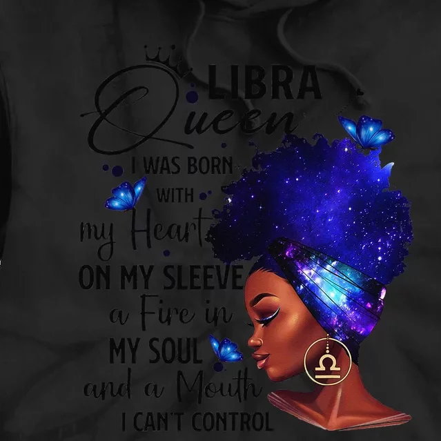 Libra Queen Afro Melanin Birthday Gift For Black Wo Tie Dye Hoodie