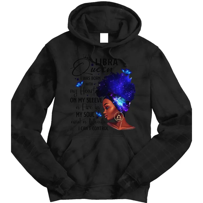 Libra Queen Afro Melanin Birthday Gift For Black Wo Tie Dye Hoodie