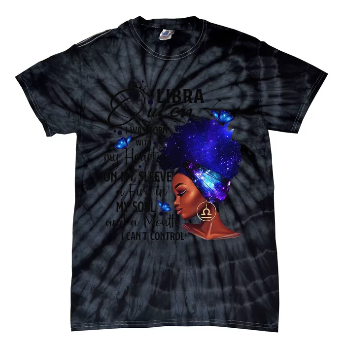 Libra Queen Afro Melanin Birthday Gift For Black Wo Tie-Dye T-Shirt