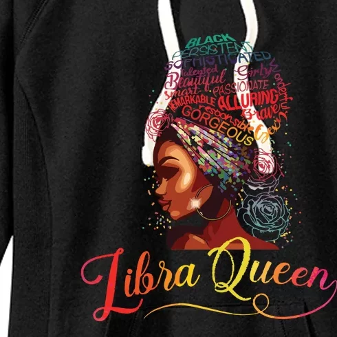 Libra Queen Afro Women September October Melanin Birthday Women's Fleece Hoodie