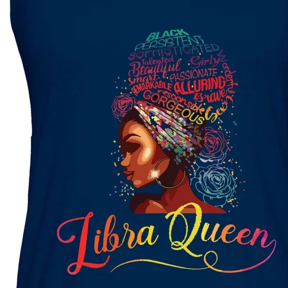 Libra Queen Afro Women September October Melanin Birthday Ladies Essential Flowy Tank