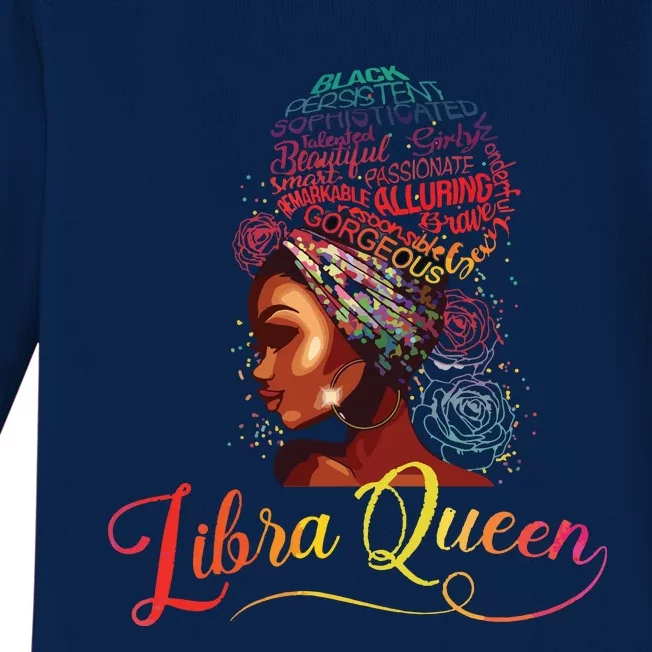 Libra Queen Afro Women September October Melanin Birthday Baby Long Sleeve Bodysuit