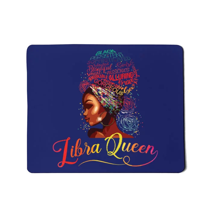 Libra Queen Afro Women September October Melanin Birthday Mousepad