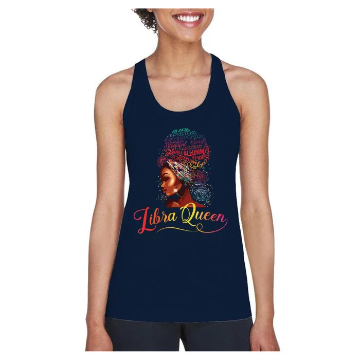 Libra Queen Afro Women September October Melanin Birthday Women's Racerback Tank