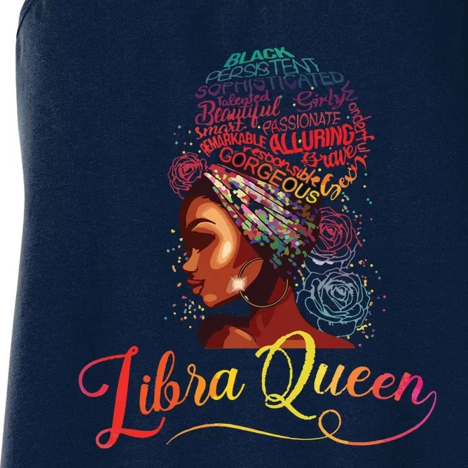 Libra Queen Afro Women September October Melanin Birthday Women's Racerback Tank