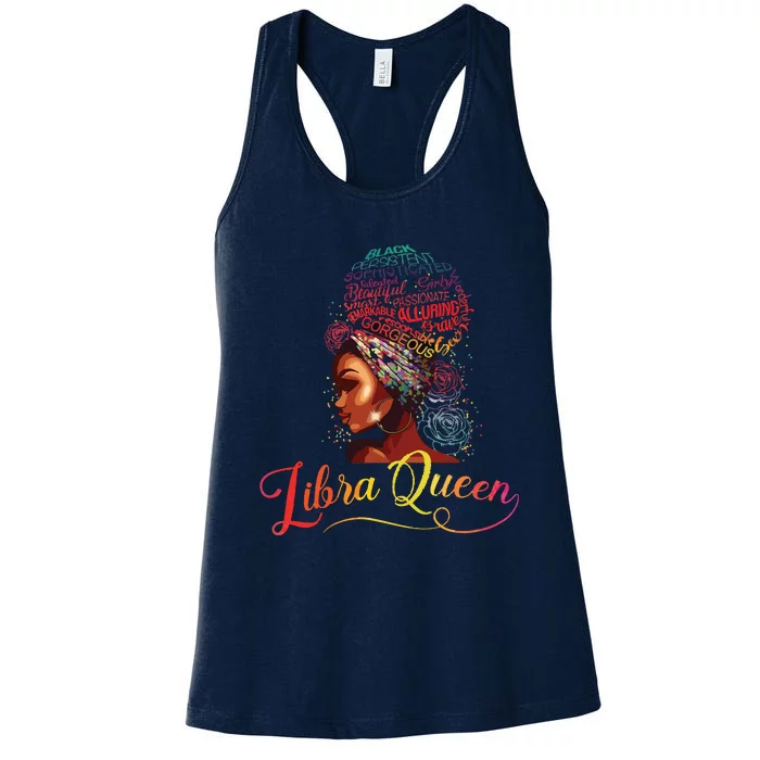 Libra Queen Afro Women September October Melanin Birthday Women's Racerback Tank