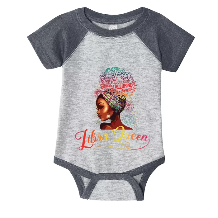 Libra Queen Afro Women September October Melanin Birthday Infant Baby Jersey Bodysuit