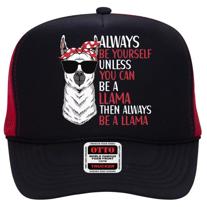 LLama Quote Apparel LLama Lovers Cute Alpacas High Crown Mesh Trucker Hat