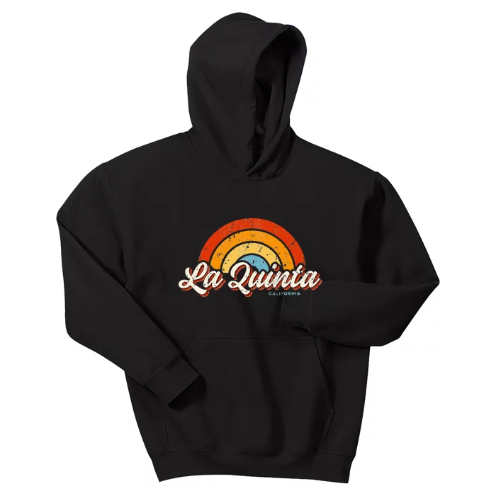 La Quinta California CA Vintage Rainbow Retro 70s Kids Hoodie