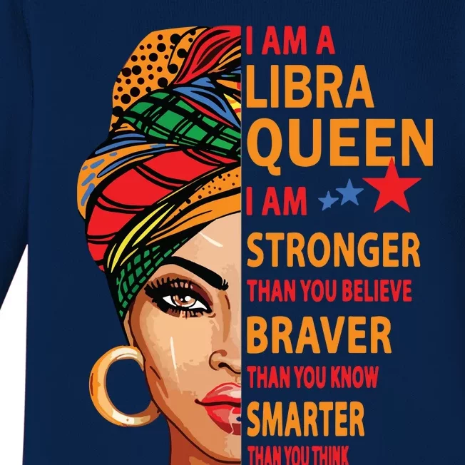 Libra Queen I Am Stronger Birthday Gift For Libra Zodiac Baby Long Sleeve Bodysuit