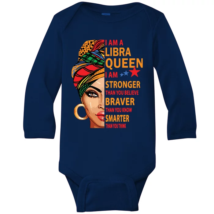 Libra Queen I Am Stronger Birthday Gift For Libra Zodiac Baby Long Sleeve Bodysuit