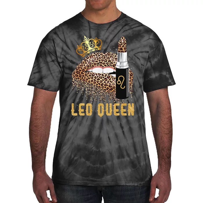 Leo Queen Leopard Lips Leo Tie-Dye T-Shirt