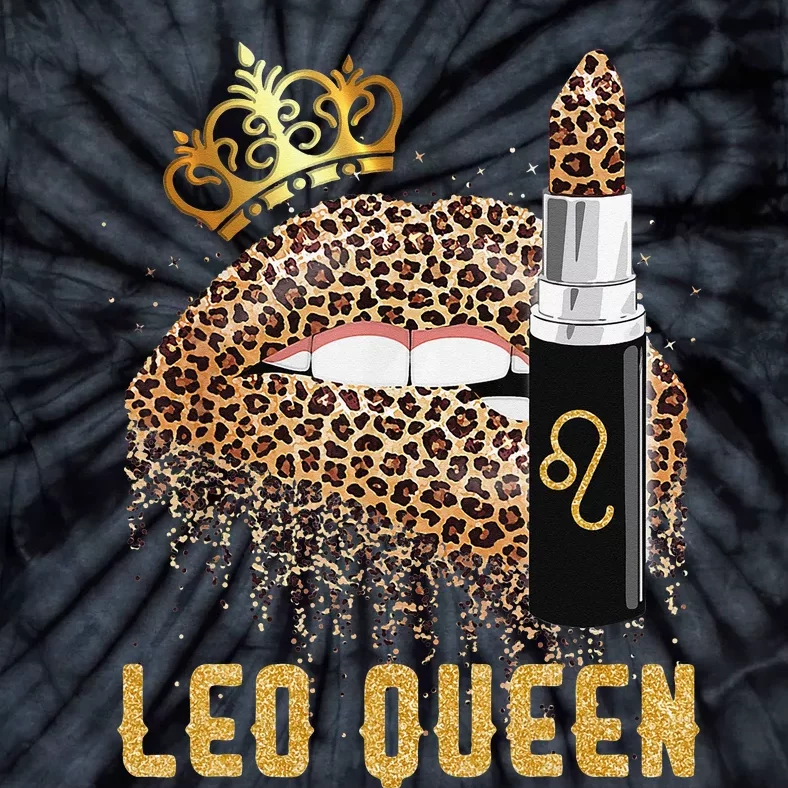 Leo Queen Leopard Lips Leo Tie-Dye T-Shirt