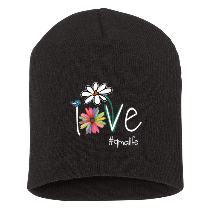 Love Qma Life Art Flower Color Short Acrylic Beanie