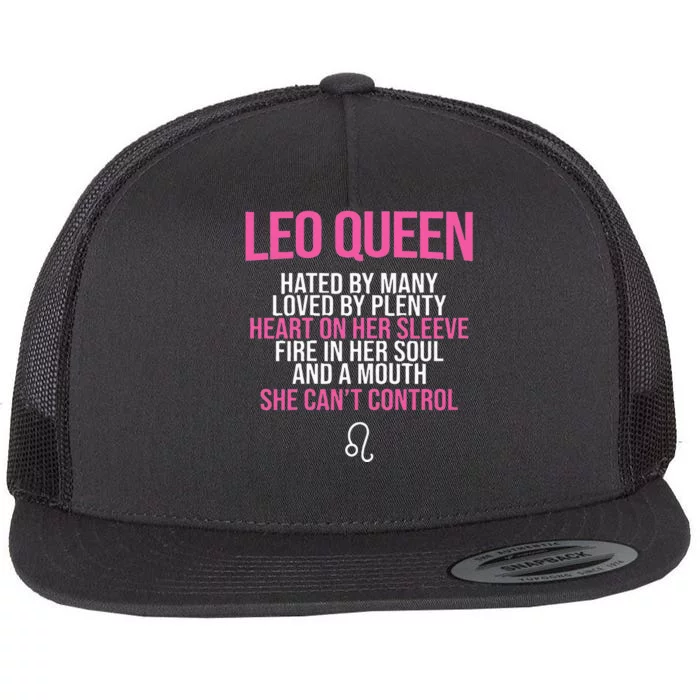 Leo Queen Mouth Can't Control August Leo Zodiac Flat Bill Trucker Hat