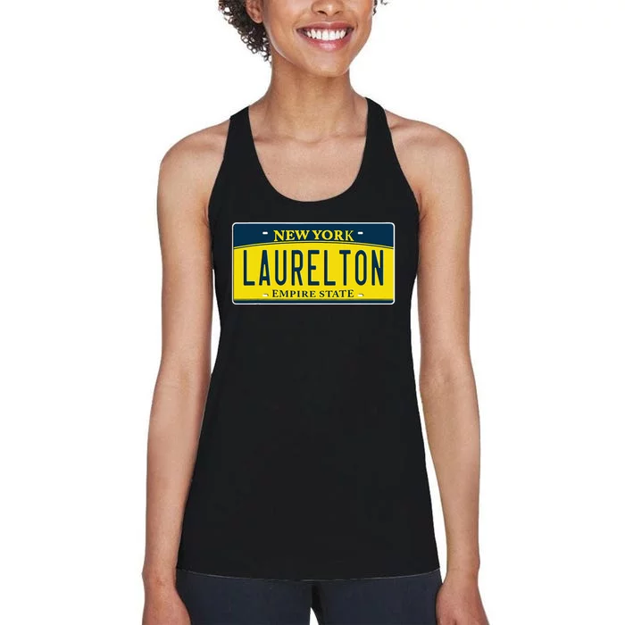 Laurelton Queens Ny New York Neighborhood License Plate Women's Racerback Tank