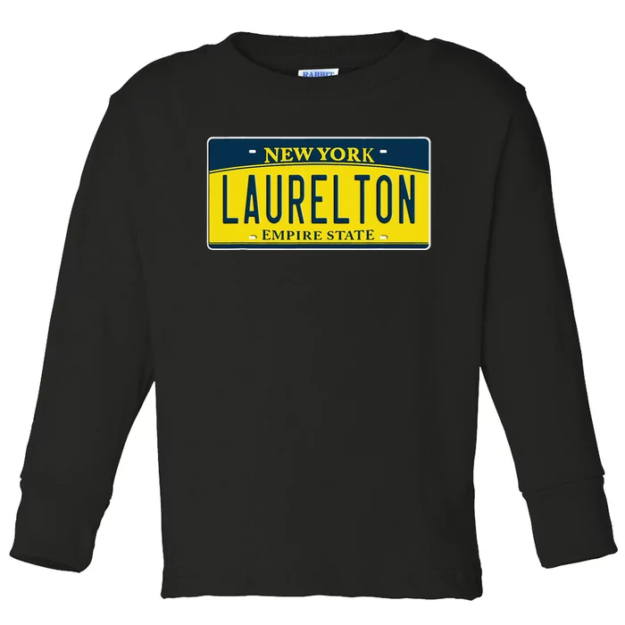 Laurelton Queens Ny New York Neighborhood License Plate Toddler Long Sleeve Shirt