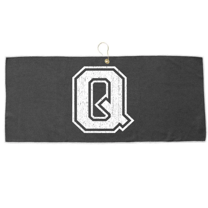 Letter Q Shirt Capital Alphabet Varsity Distressed Monogram Large Microfiber Waffle Golf Towel