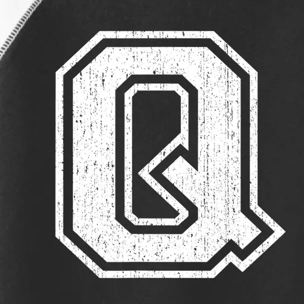 Letter Q Shirt Capital Alphabet Varsity Distressed Monogram Toddler Fine Jersey T-Shirt