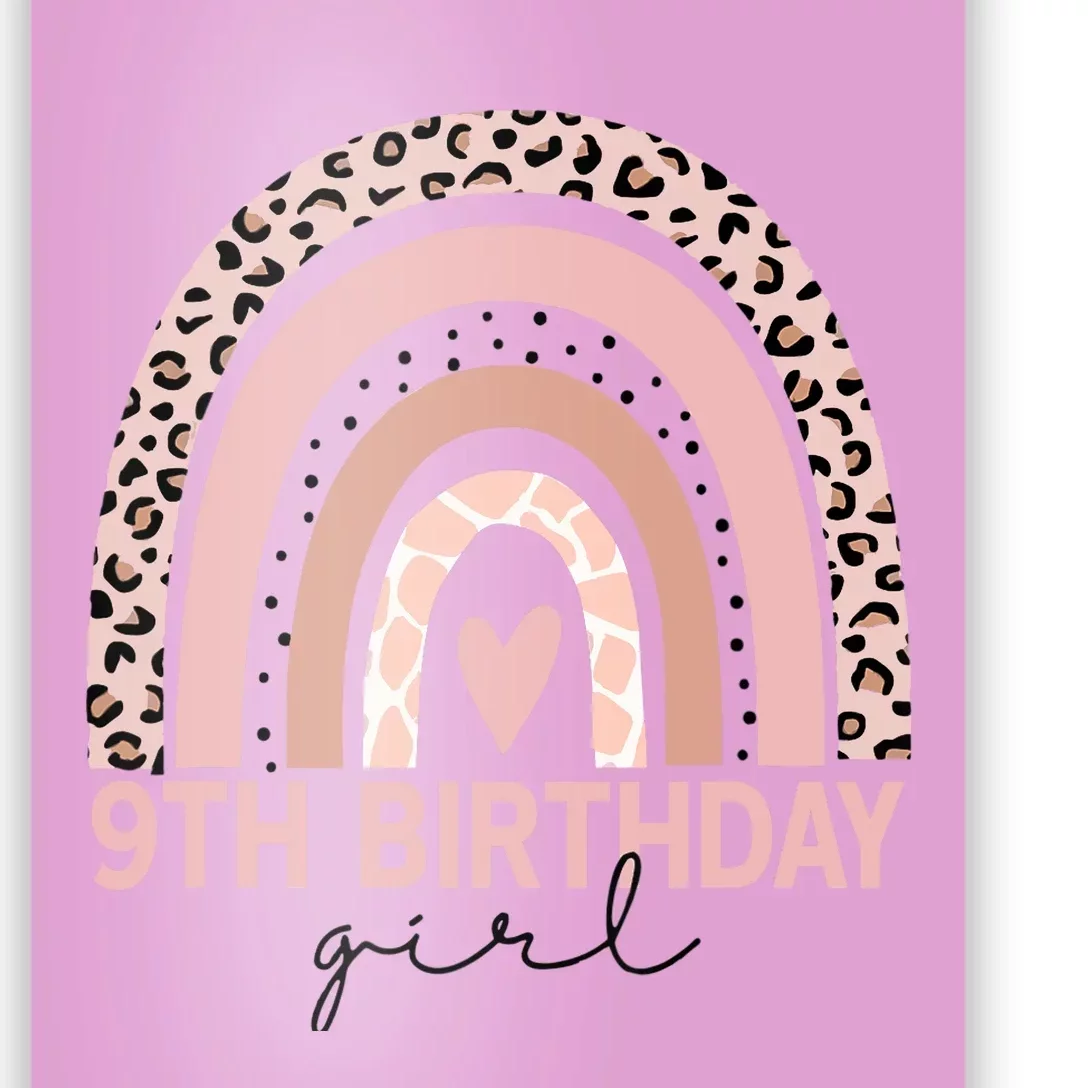 Leopard Rainbow 9th Birthday Girl Gifts 9 Year Old Poster