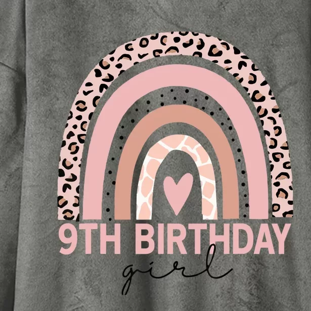 Leopard Rainbow 9th Birthday Girl Gifts 9 Year Old Hooded Wearable Blanket