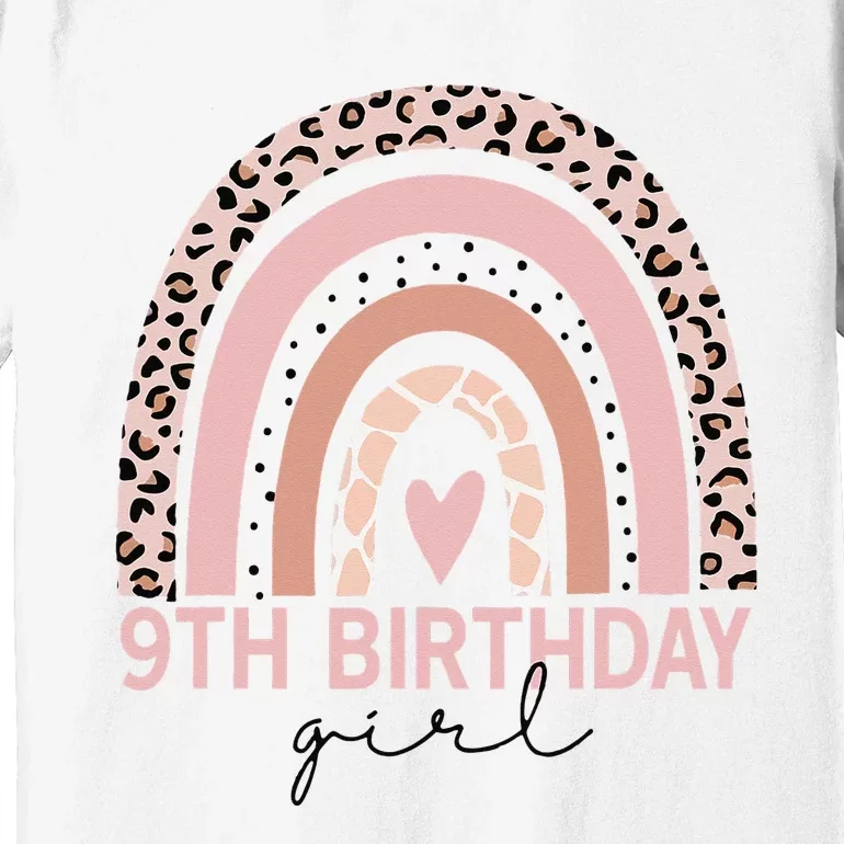 Leopard Rainbow 9th Birthday Gifts 9 Year Old Premium T-Shirt