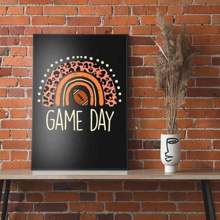 Leopard Rainbow American Football Game Day Sport Women Poster