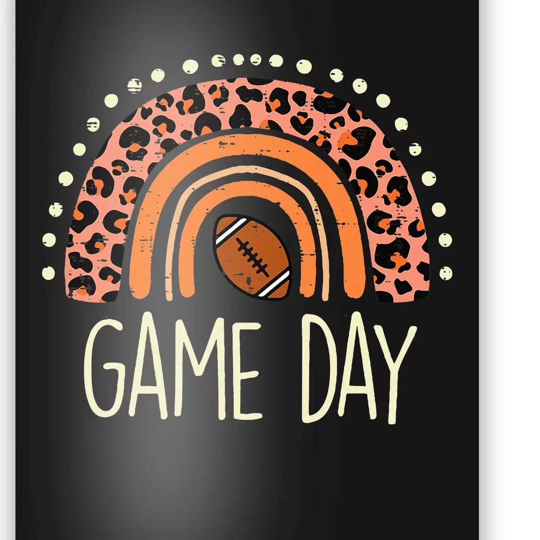 Leopard Rainbow American Football Game Day Sport Women Poster