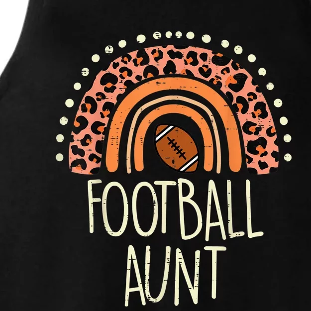 Leopard Rainbow American Football Aunt Family Aunty Auntie Ladies Tri-Blend Wicking Tank