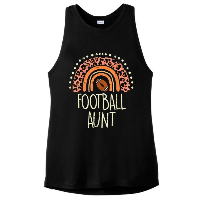 Leopard Rainbow American Football Aunt Family Aunty Auntie Ladies Tri-Blend Wicking Tank