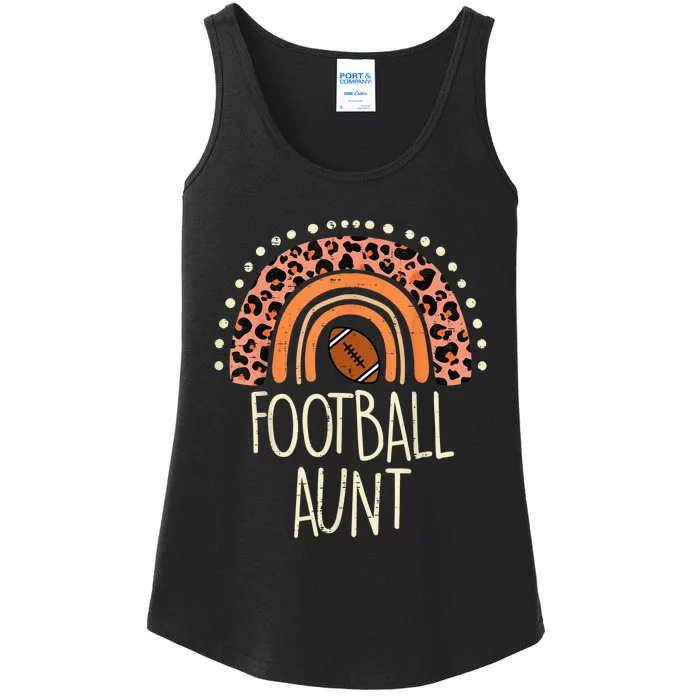 Leopard Rainbow American Football Aunt Family Aunty Auntie Ladies Essential Tank