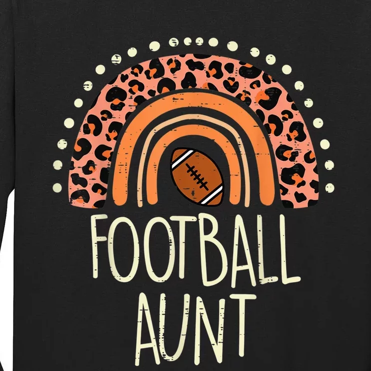 Leopard Rainbow American Football Aunt Family Aunty Auntie Tall Long Sleeve T-Shirt