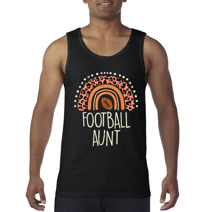 Leopard Rainbow American Football Aunt Family Aunty Auntie Tank Top