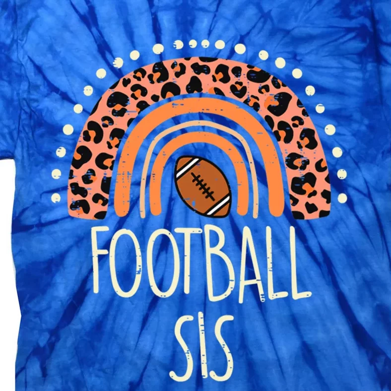 Leopard Rainbow American Football Sis Family Matching Gift Tie-Dye T-Shirt