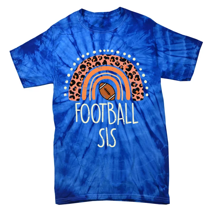 Leopard Rainbow American Football Sis Family Matching Gift Tie-Dye T-Shirt