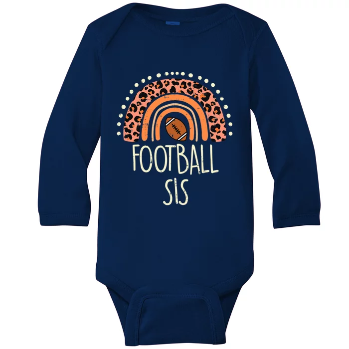 Leopard Rainbow American Football Sis Family Matching Gift Baby Long Sleeve Bodysuit