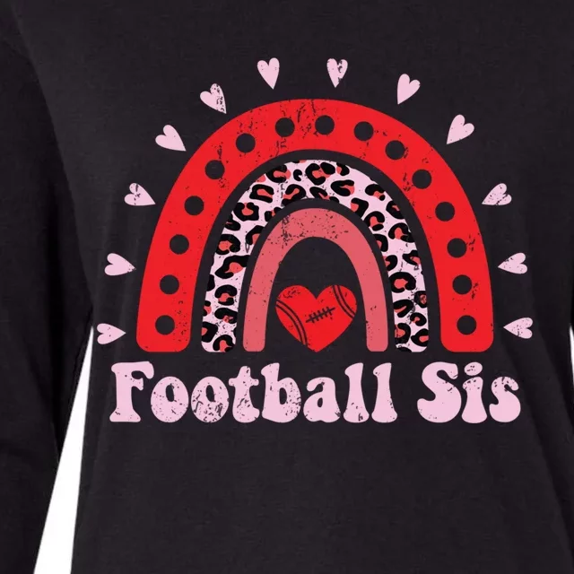 Leopard Rainbow American Football Sis Family Matching Sister Cool Gift Womens Cotton Relaxed Long Sleeve T-Shirt