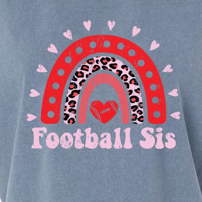 Leopard Rainbow American Football Sis Family Matching Sister Cool Gift Garment-Dyed Women's Muscle Tee