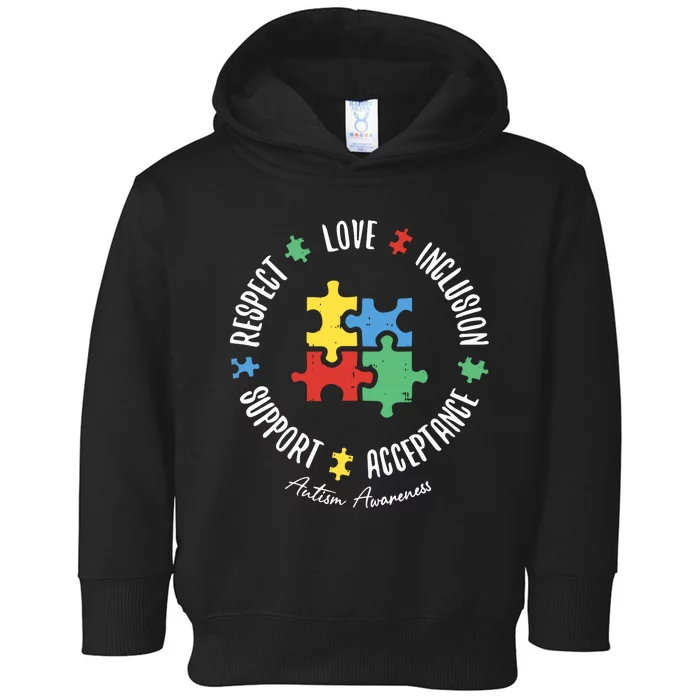 Love Respect Acceptance Support Autism Awareness Toddler Hoodie