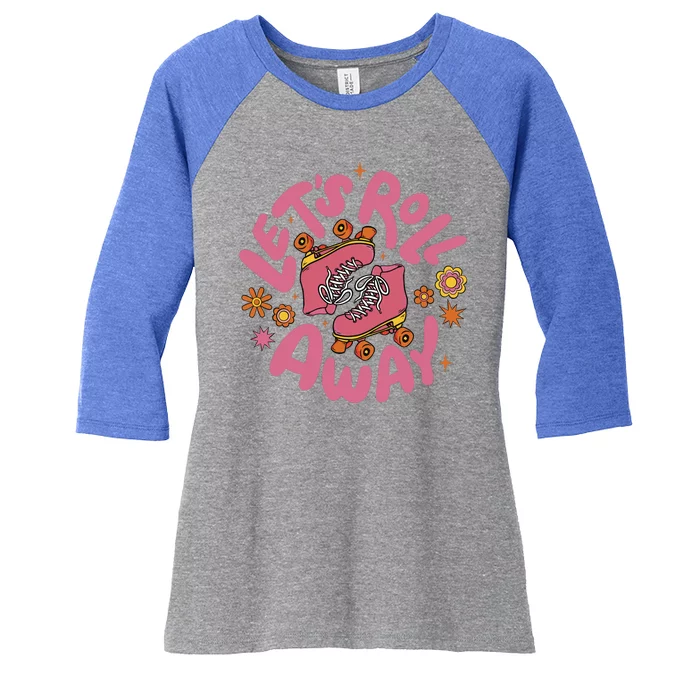 Let's Roll Away Skate Women's Tri-Blend 3/4-Sleeve Raglan Shirt