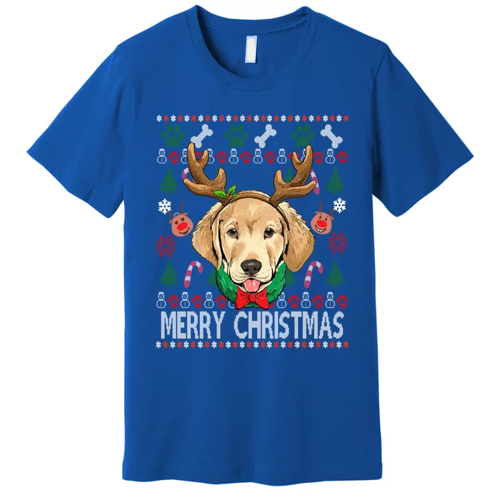 Labrador Retriever Antlers Christmas Xmas Gift For Girls Funny Gift Premium T-Shirt