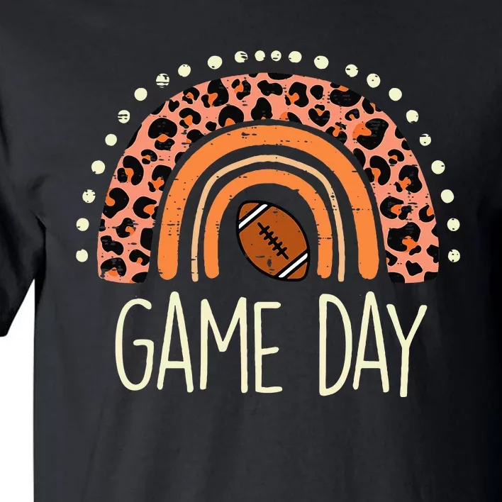 Leopard Rainbow American Football Game Day Sport Tall T-Shirt