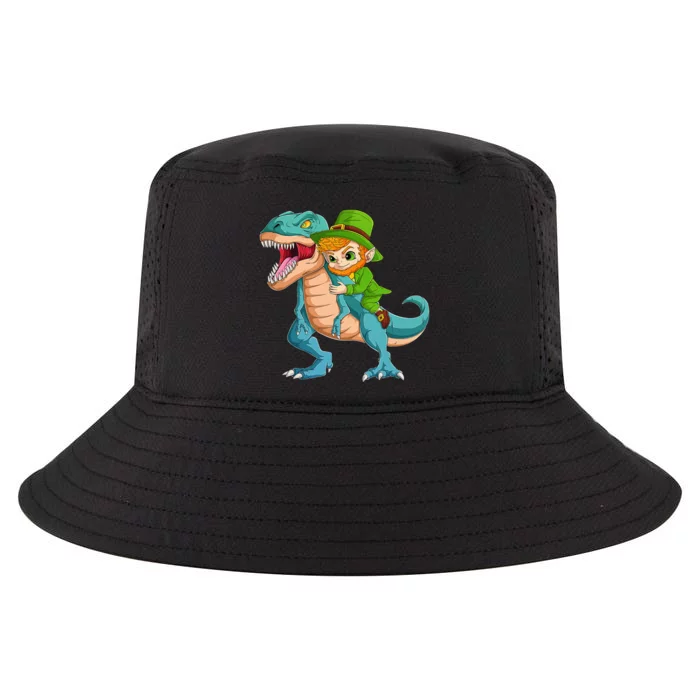 Leprechaun Riding a T-Rex Dinosaur Funny St Patricks Day Cool Comfort Performance Bucket Hat