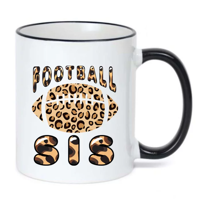 Leopard Rainbow American Football Sis Family Football Day Gift Black Color Changing Mug