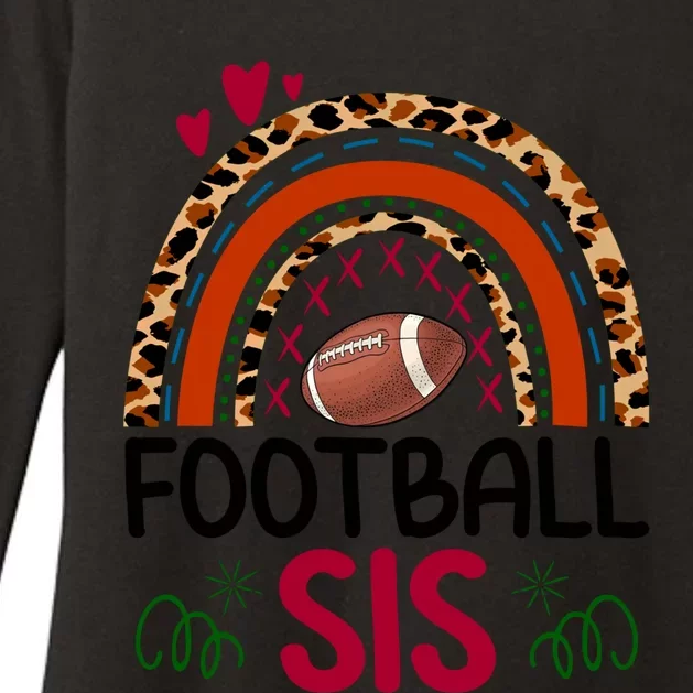 Leopard Rainbow American Football Sis Family Matching Sister Gift Womens CVC Long Sleeve Shirt